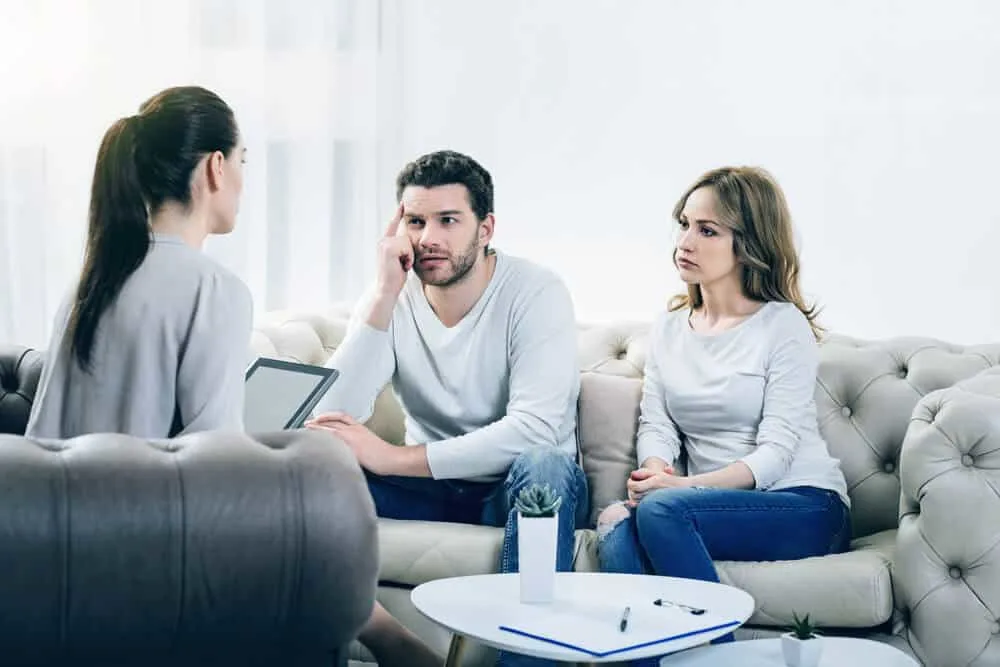 Young married couple on psychological sessions