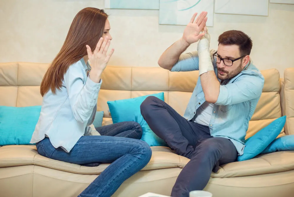 Woman Threatening Man During Argument At Home