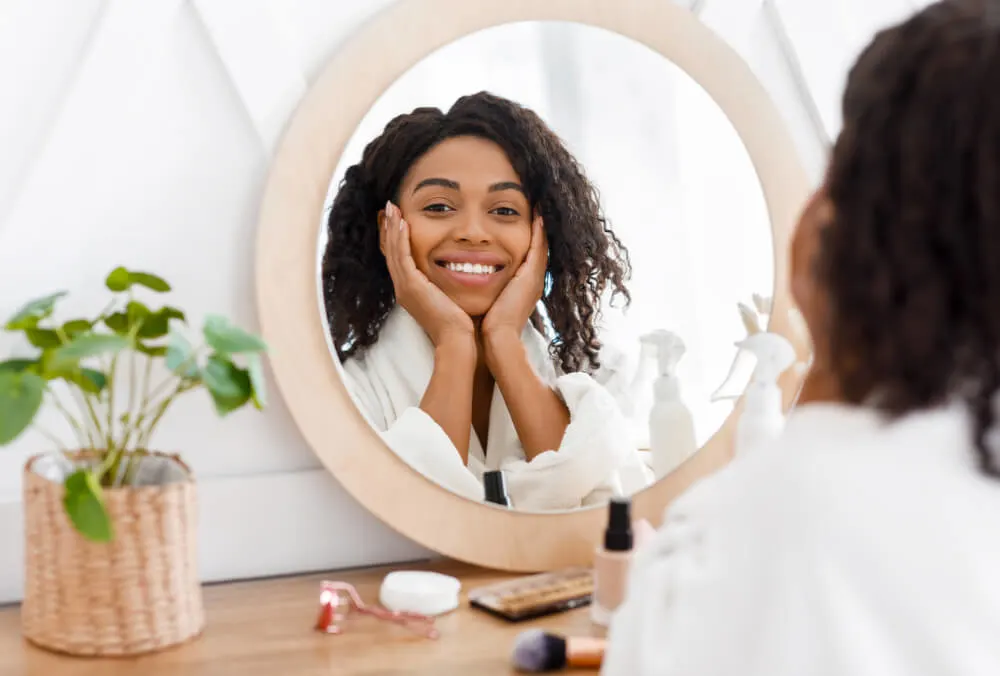 beautiful afro american woman smiling