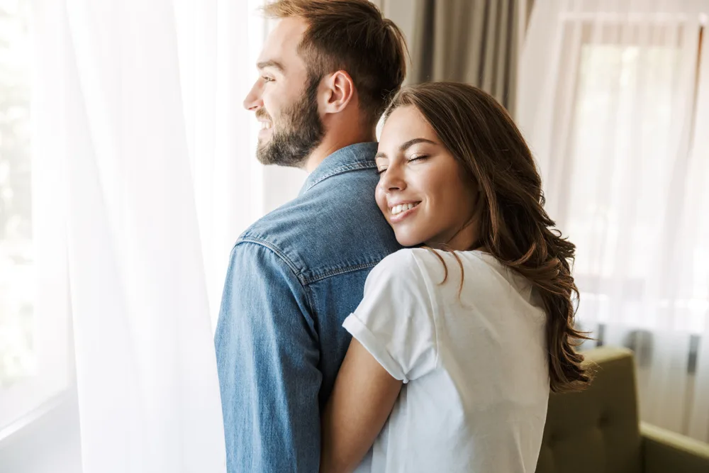 Young couple in love at home